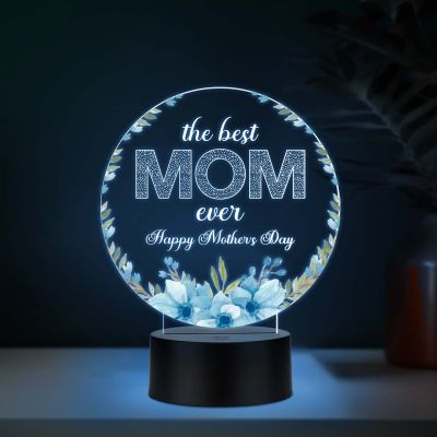 Best Mom Ever Acrylic LED Lamp with UV Print – Multicolor Mother’s Day Gift Night Light USB Powered